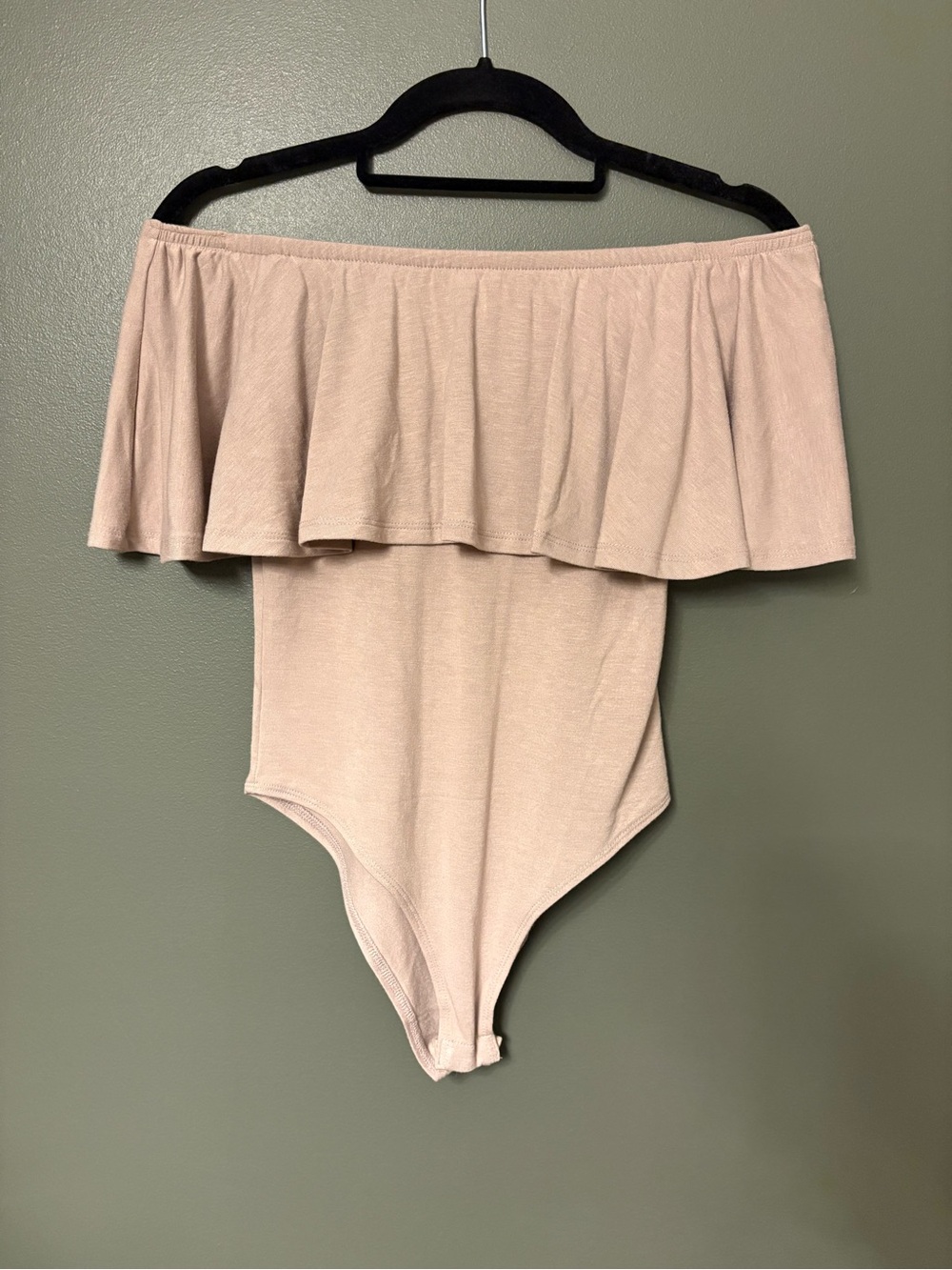 Zenana Outfitters Blush Off-Shoulder Ruffle Bodysuit